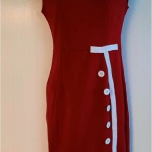 Elegant Red Dress with White Accents